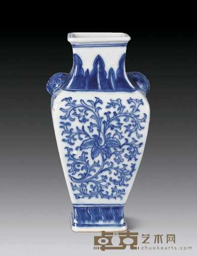 清 青花花卉双耳瓶 高20.5cm